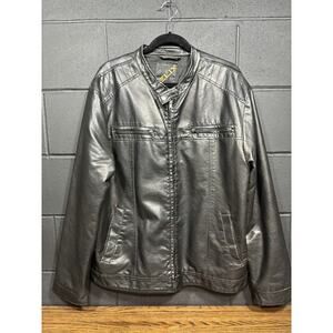 Helix Men’s Motorcycle Style Bomber Biker Jacket Size XL Black Faux Leather